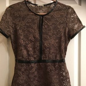 2 piece Lace top with leather trim and tank top